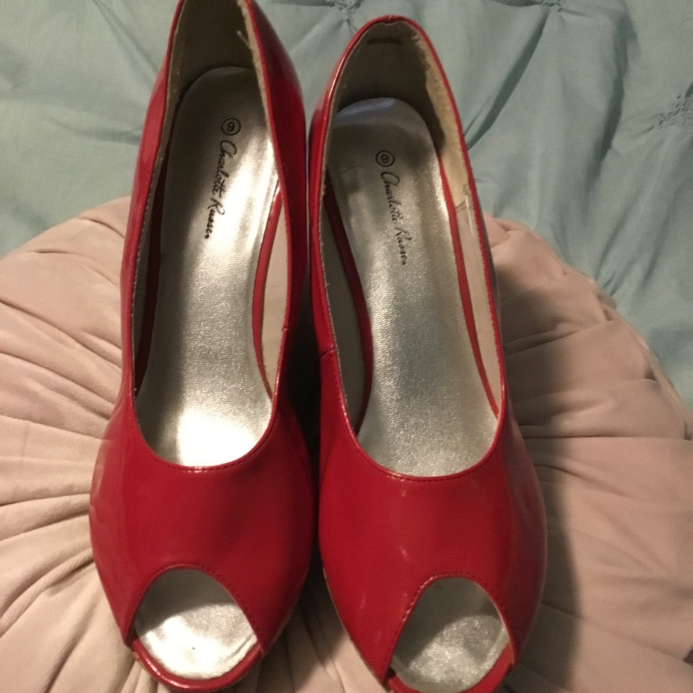 Charlotte Russe Red Peep Toe Wedges